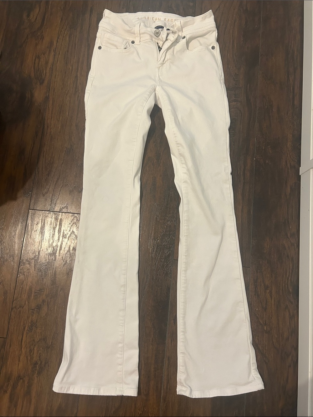 AE White Low-Rise Kick Boot Jeans